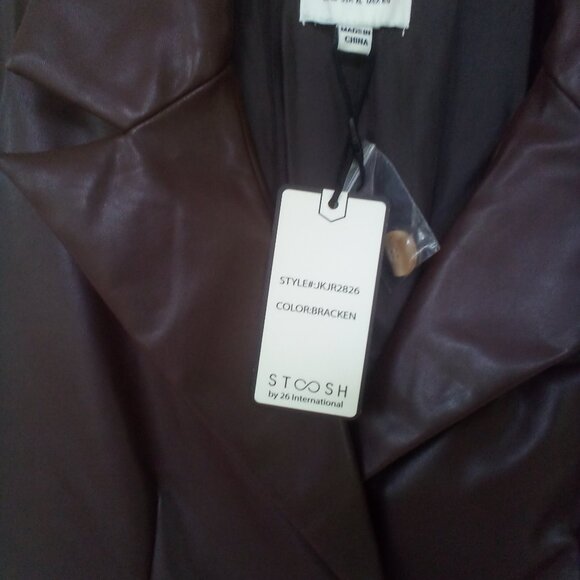Stoosh Brown Faux Leather Double Breasted Blazer Size: XL NWT - Picture 8 of 10